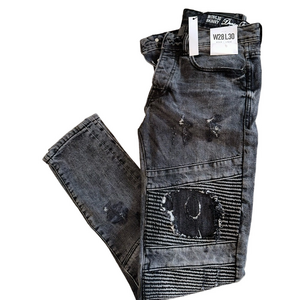 Title:
Denim Co. Dark Grey Skinny Biker Jeans W28 L30 – Distressed Ripped (NWT)